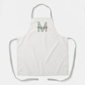 Chic Sage Green Script Naam Monogram Schort (Voorkant)
