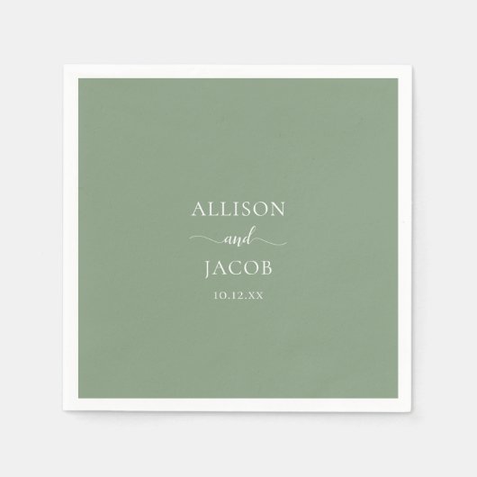 Chic Sage Green Wedding Napkins Servet (Voorkant)