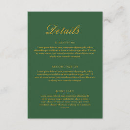 Chic Sage Groen Goud Elegante Huwelijk Informatiekaartje