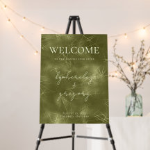 Chic Sage Olive Green Shimmer Mariage Bienvenue
