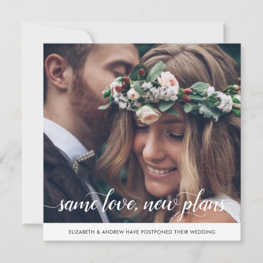 Chic Same Love New Plans Change of Date Photo Aankondiging (Voorkant)