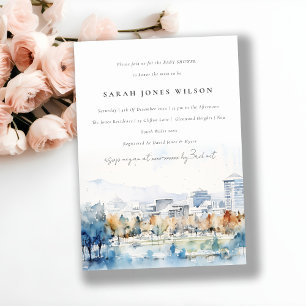 Chic San Jose, Californië Waterverf Baby shower Kaart