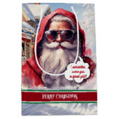 Chic Santa Claus Gift Bag Funny Holiday Medium Cadeauzakje (Voorkant)