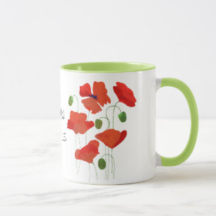 Chic Scarlet Field Poppies Ringer Coffee Mok