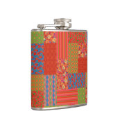 Chic Scarlet Poppies Faux-patchwork Hip Flask Heupfles (Rechts)