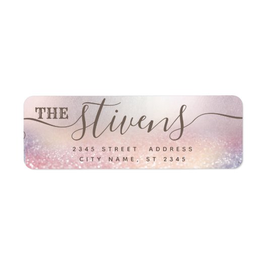 Chic schattig script glittery-label etiket (Voorkant)