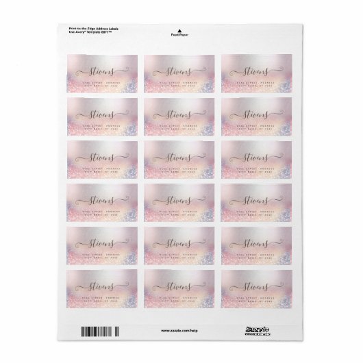 Chic schattig script glittery-label etiket (Full Sheet)