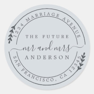 Chic Schrift Toekomst Meneer Mevrouw Retouradres Ronde Sticker