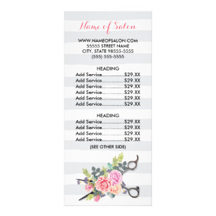 Chic Scissors Haarstylist Stripes Rozen prijslijst Reclamekaart