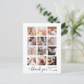 Chic Script 12 Foto Collage Baby Shower Bedanktkaa Briefkaart (Staand voorkant)