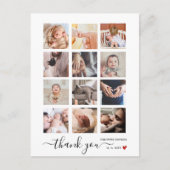 Chic Script 12 Foto Collage Baby Shower Bedanktkaa Briefkaart (Voorkant)