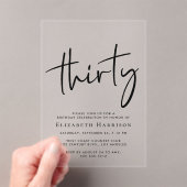 Chic Script 30ste verjaardagsfeestje Acryl Uitnodigingen (Insitu (Draagbaar))