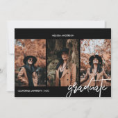 Chic Script 3 Foto Afstuderen Aankondiging (Voorkant)