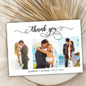 Chic Script 3 Photo Collage Mariage Carte de remer