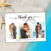 Chic Script 3 Photo Collage Mariage Carte de remer