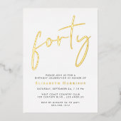 Chic Script 40ste verjaardagsfeestje Folie Uitnodiging (Voorkant)