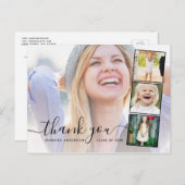 Chic Script 4 Foto Collage Afstuderen Hartelijk da Briefkaart (Voorkant / Achterkant)