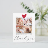 Chic Script 4 Foto Collage Baby Shower Dank Je Briefkaart (Staand voorkant)