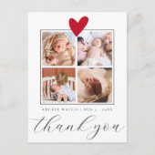 Chic Script 4 Foto Collage Baby Shower Dank Je Briefkaart (Voorkant)