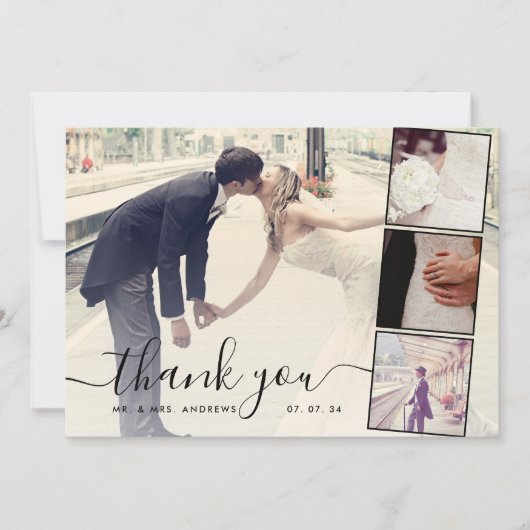 Chic Script 4 Photos Collage Mariage Merci (Devant)