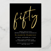 Chic Script 50th Birthday Party Folie Uitnodiging (Voorkant)