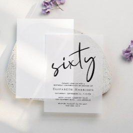 Chic Script 60ste verjaardagsfeestje Vellum Uitnodigingen