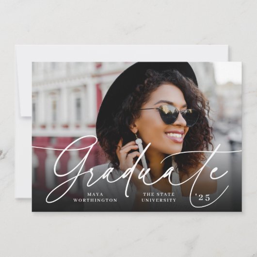 Chic-script | Aankondiging foto-Afstuderen (Voorkant)