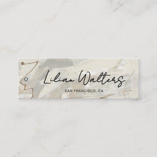 Chic Script Abstracte Crème Beige Kleding Hang Lab Contactkaartje (Voorkant)