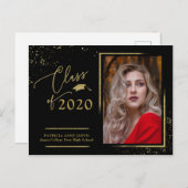 Chic Script Afstudeerder kondiging feestelijk Gold Briefkaart (Voorkant / Achterkant)