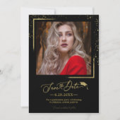 Chic Script Afstudeerder Party Sla de datum Gouden Kaart (Voorkant)
