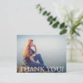 Chic Script Afstudeerfoto Bedankt Briefkaart (Staand voorkant)