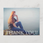 Chic Script Afstudeerfoto Bedankt Briefkaart (Voorkant)