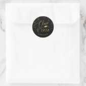 Chic Script Afstuderen Feestelijk Goud Glitter Ronde Sticker (Tas)