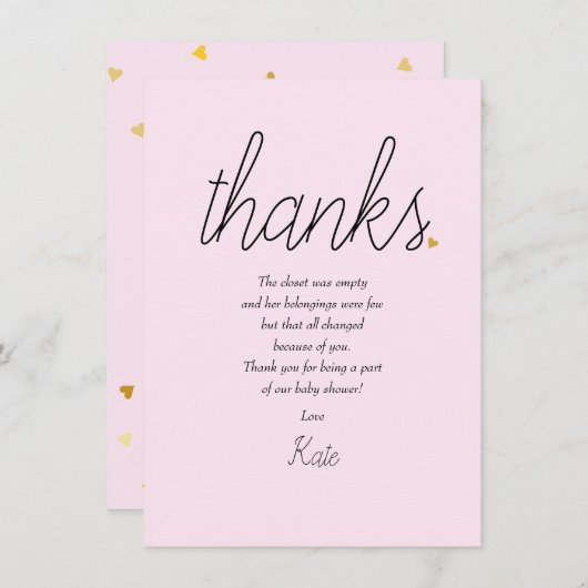 Chic Script Amour Coeur Bébé Fille Merci Poème (Devant / Derrière)