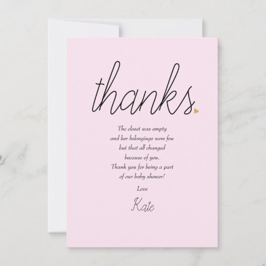 Chic Script Amour Coeur Bébé Fille Merci Poème (Devant)