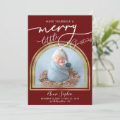 Chic Script Arch Frame Geboorteaankondiging Feestdagenkaart (Staand voorkant)