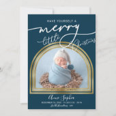 Chic Script Arch Frame Geboorteaankondiging Feestdagenkaart (Voorkant)