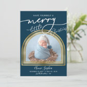 Chic Script Arch Frame Geboorteaankondiging Feestdagenkaart (Staand voorkant)