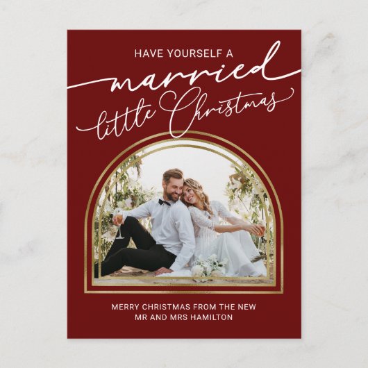 Chic Script Arch Mariage de vacances Faire-part (Devant)