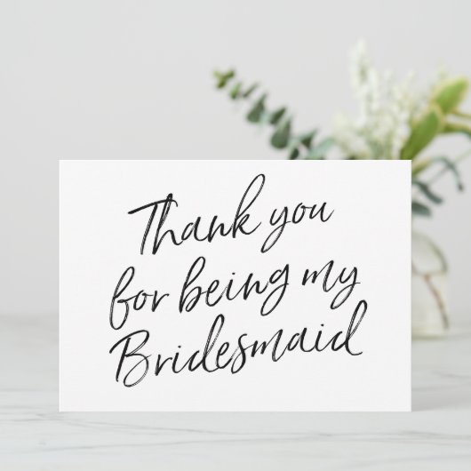 Chic Script "Bedankt dat je mijn bruidsmeisje bent Bedankkaart (Staand voorkant)