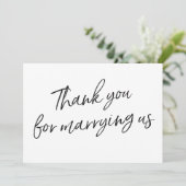 Chic Script "Bedankt voor je huwelijk" Bedankkaart (Staand voorkant)