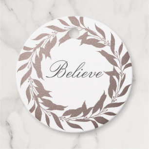 Chic Script Believe Paarse Folie Wreater Kerstmis Bedankjes Labels