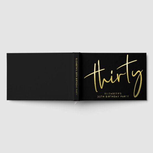 Chic Script Black 30th Birthday Party Gastenboek (Volledig)