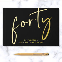 Chic Script Black 40ste verjaardagsfeestje