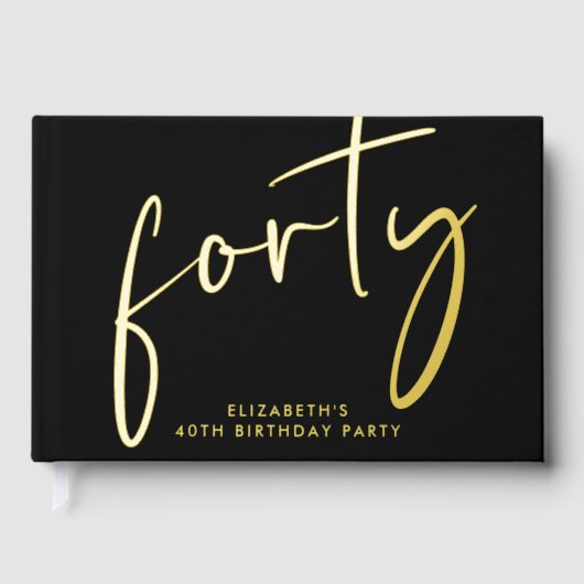 Chic Script Black 40th Birthday Party (Recto)