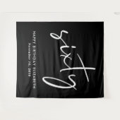 Chic Script Black 60th Birthday Party Wandkleed (Voorkant (horizontaal))