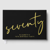 Chic Script Black 70ste verjaardagsfeestje Gastenboek (Voorkant)