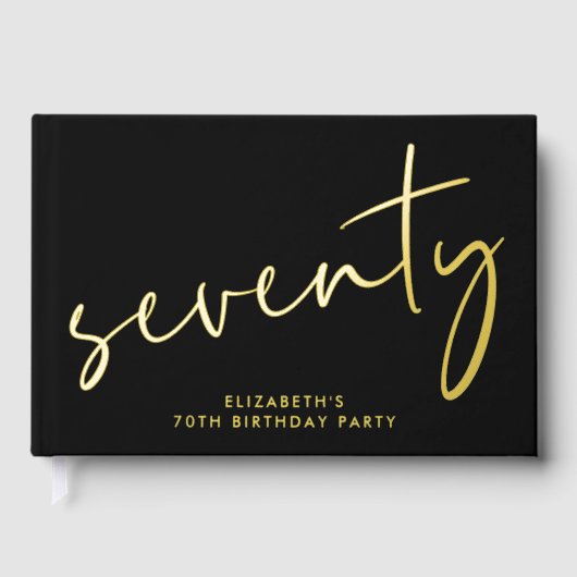 Chic Script Black 70th Birthday Party (Recto)