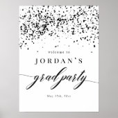 Chic Script Black Confetti Graduation Party Sign Poster (Voorkant)