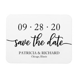 Chic Script Black en White Wedding Save the Date Magneet